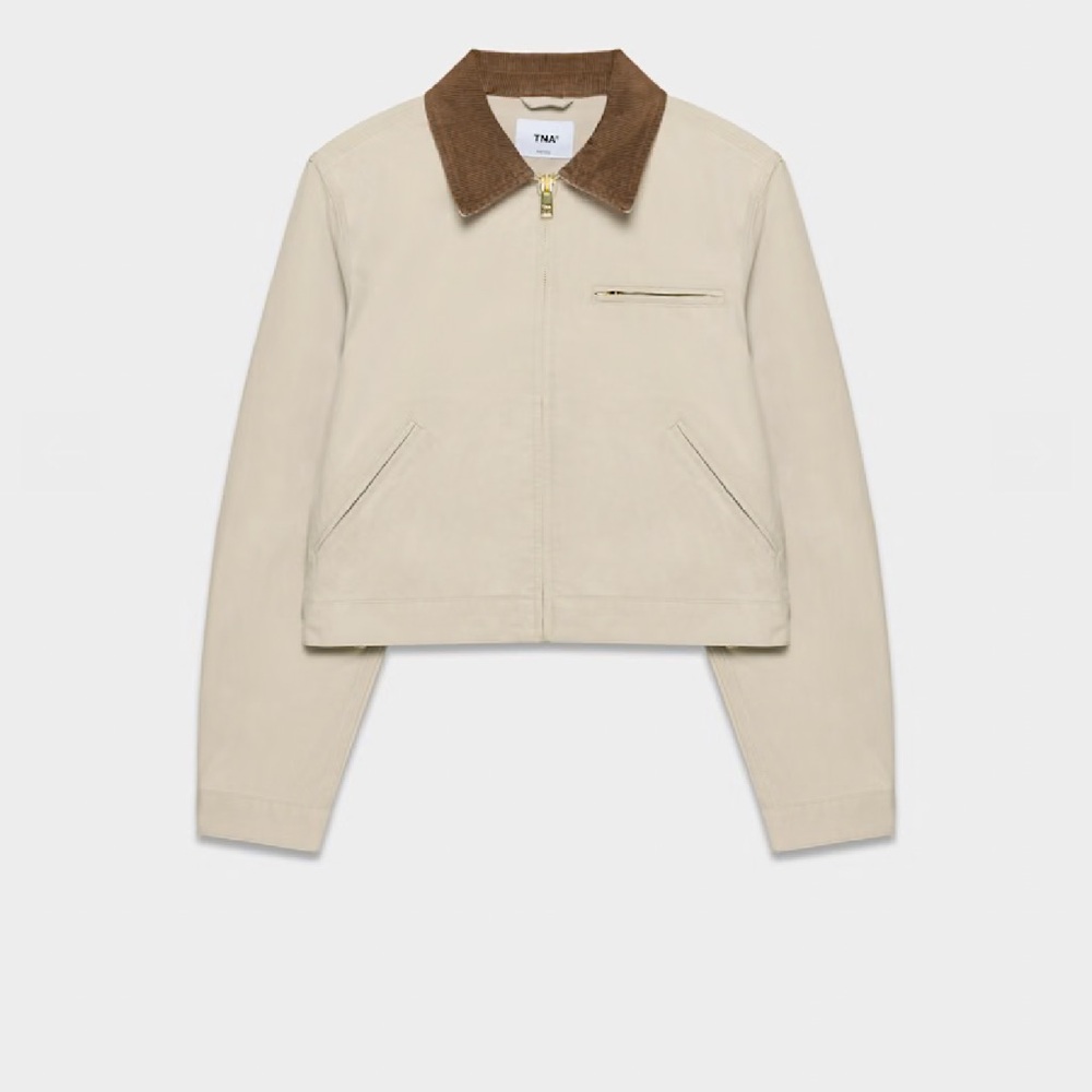 Aritzia TNA Cream Utility Jacket with Brown Corduroy Collar